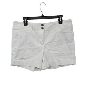 WHBM White Cotton Stretchy Womens Shorts Size 12 Front Snap 4 pockets